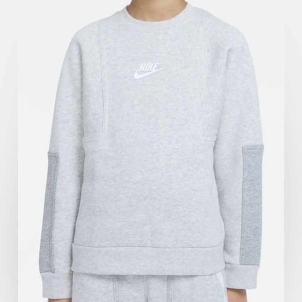 Nike Crewneck Air Crew Grey Sweatshirt with Dark Gray Sleeve Panels Sz Boys XL